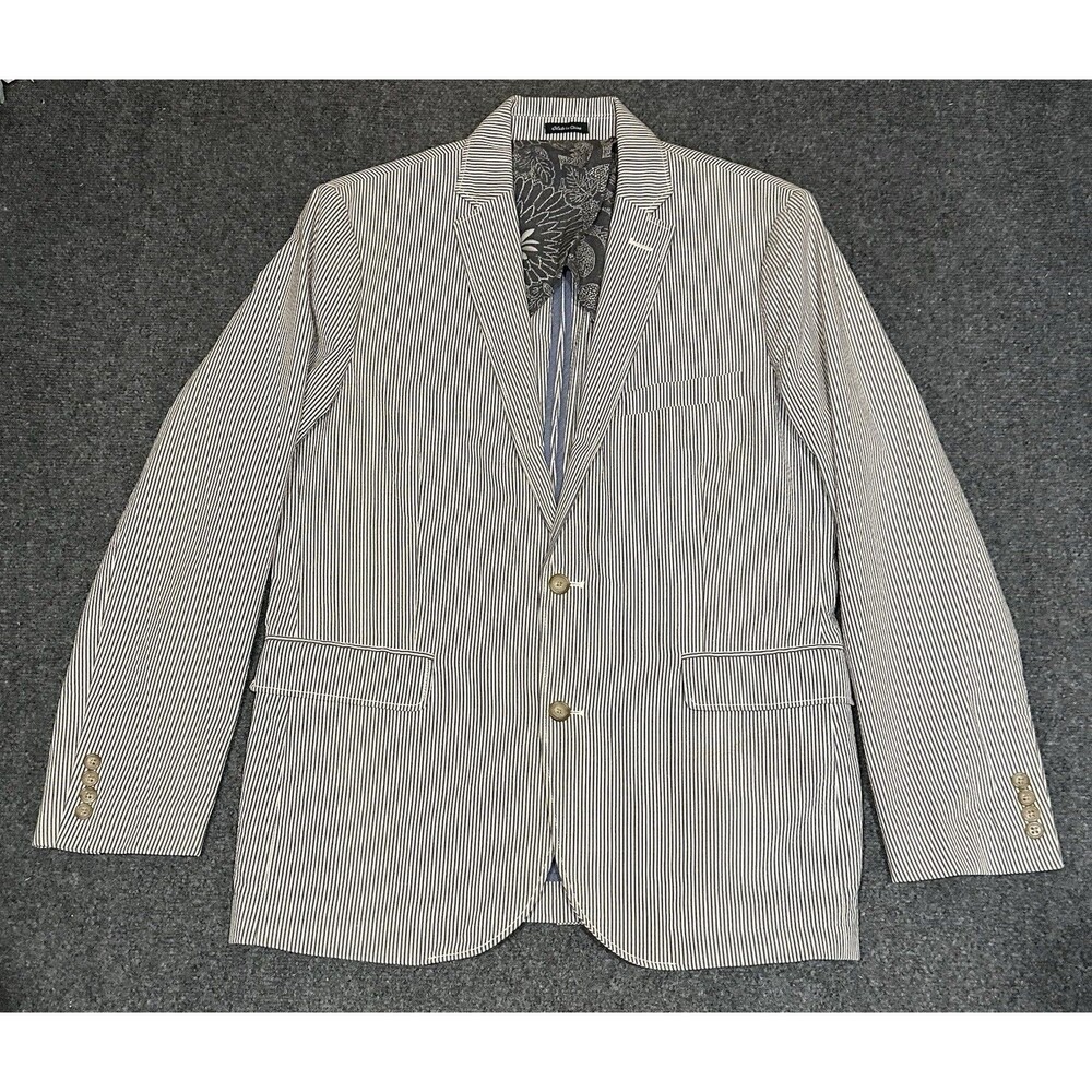 J.Crew Seersucker Sports Coat Blazer Men’s Size 40R White/Blue Striped Preppy